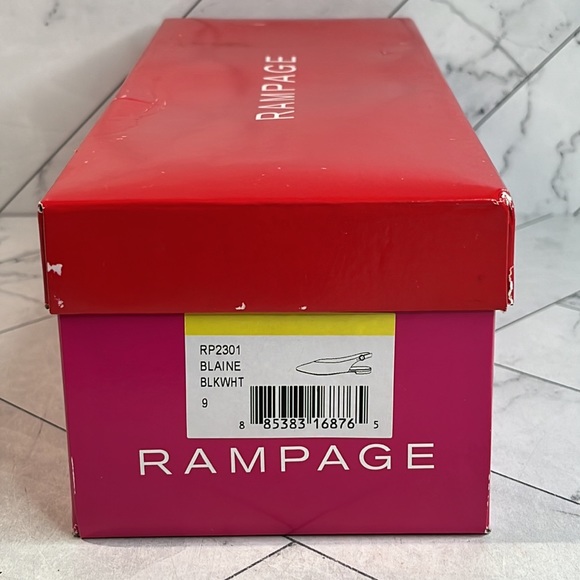 NWT Rampage Womens Blaine Black & White Snakeskin Slingback Flat Shoes Size 9 - Picture 9 of 10